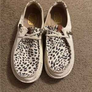 Hey Dude Women's Sneakers - White with Black Pattern
